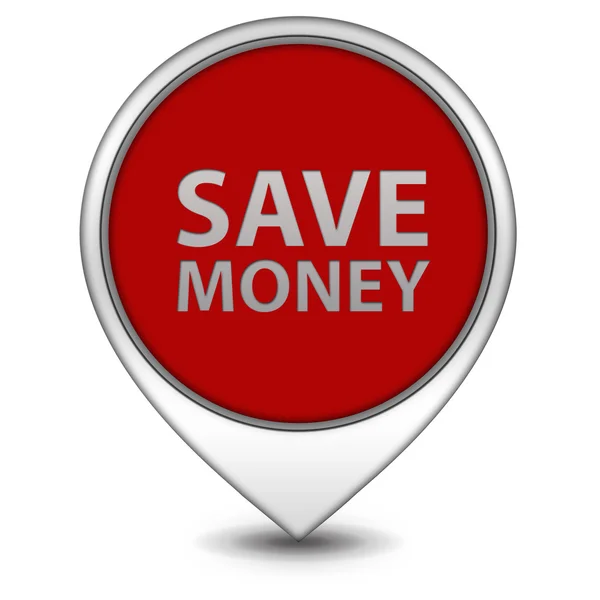 Geld sparen Zeiger-Symbol auf weißem Hintergrund — Stockfoto