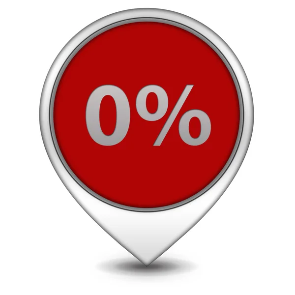 Null Prozent-Zeiger-Symbol auf weißem Hintergrund — Stockfoto