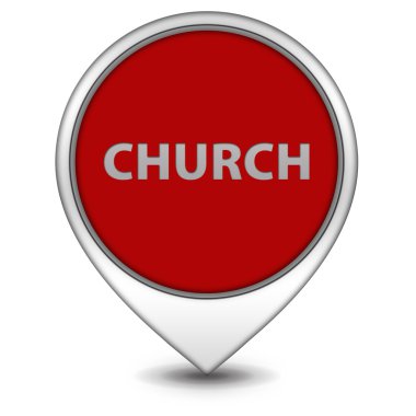 Kilise işaretçi simgesi beyaz arka plan üzerinde