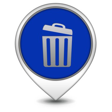 çöp kutusu beyaz arka plan üzerinde işaretçi simgesi