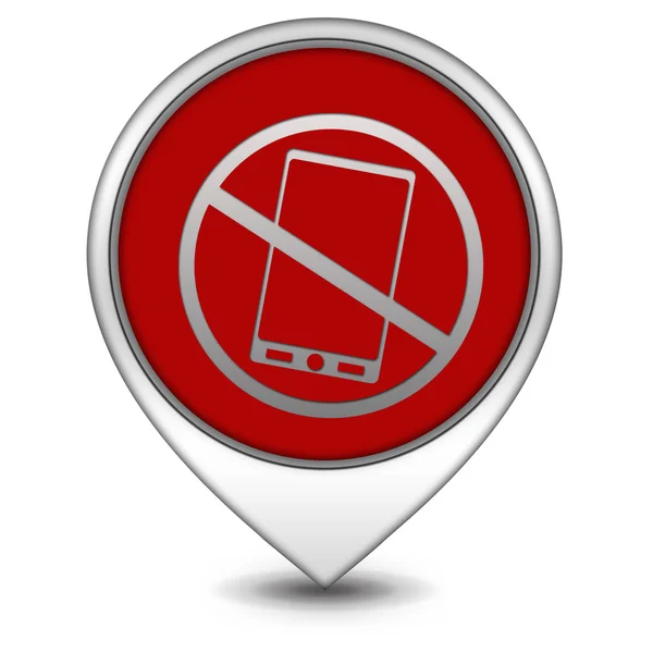 Telefon yasağı işaretçi simgesi beyaz arka plan üzerinde — Stok fotoğraf