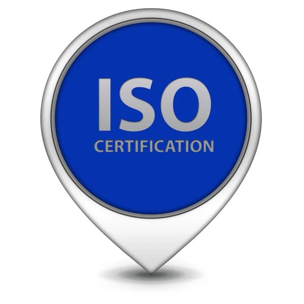 ISO certifiering pekaren ikon på vit bakgrund — Stockfoto