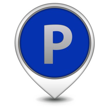 İşaretçi simgesi beyaz zemin üzerine otopark