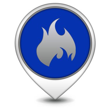 İşaretçi simgesi beyaz arka plan üzerinde ateş