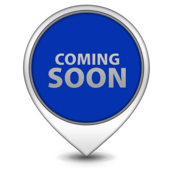 Coming soon pointer icon on white background — Stock Photo, Image