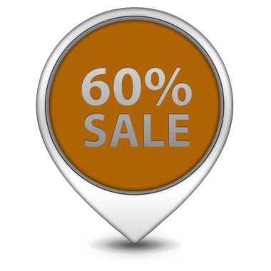 Satışı yüzde altmış işaretçi simgesi beyaz arka plan üzerinde