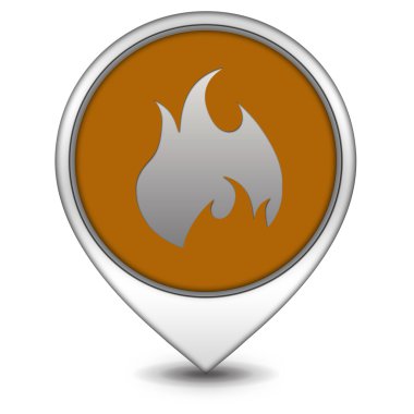 İşaretçi simgesi beyaz arka plan üzerinde ateş