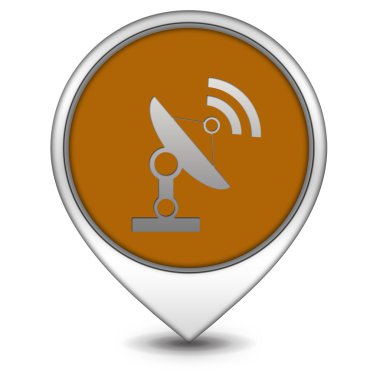 Uydu işaretçi simgesi beyaz arka plan üzerinde