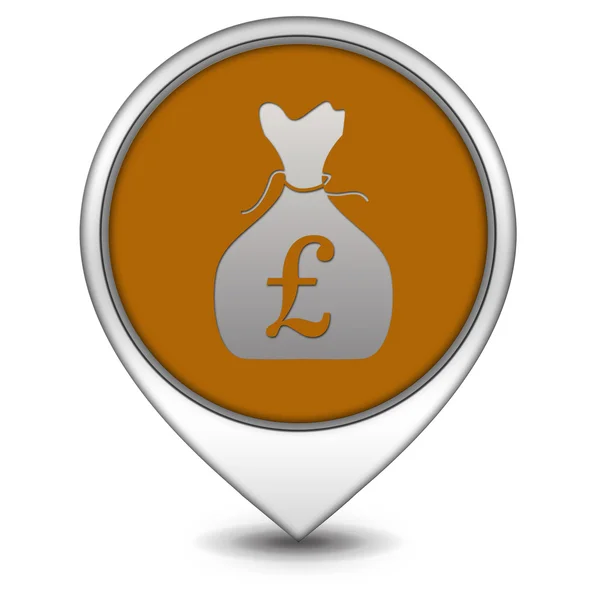 Pfund-Geldbeutel-Zeiger-Symbol auf weißem Hintergrund — Stockfoto