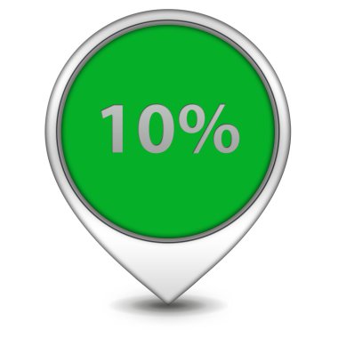 % 10'unu işaretçi simgesi beyaz zemin üzerine
