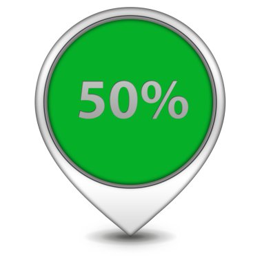 fivety yüzde işaretçi simgesi beyaz zemin üzerine