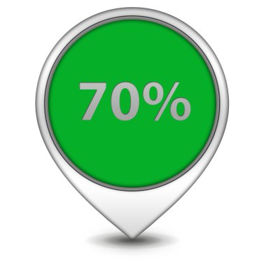% 70'i işaretçi simgesi beyaz zemin üzerine