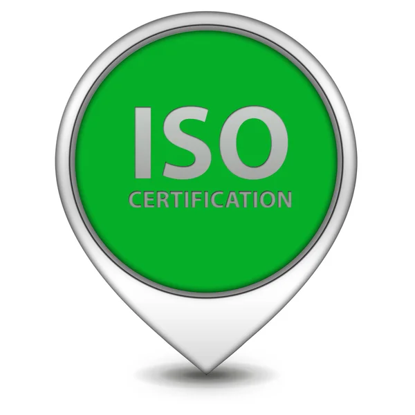 ISO Sertifika işaretçi simgesi beyaz zemin üzerine — Stok fotoğraf