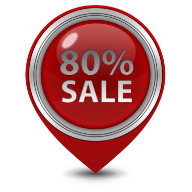 Satış % 80'i işaretçi simgesi beyaz arka plan üzerinde