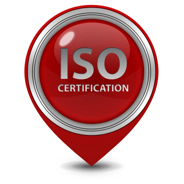 ISO certifiering pekaren ikon på vit bakgrund — Stockfoto