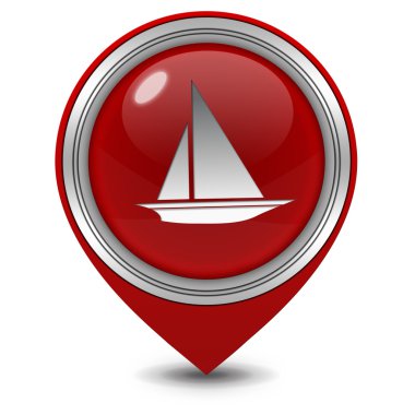 Tekne işaretçi simgesi beyaz arka plan üzerinde