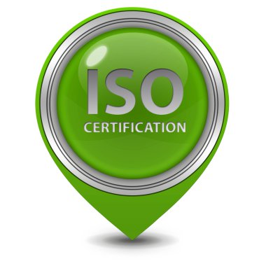 ISO Sertifika işaretçi simgesi beyaz zemin üzerine
