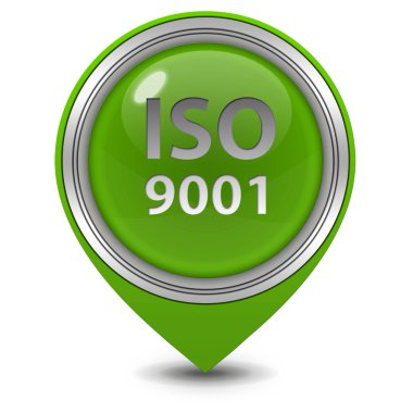 ISO 9001 işaretçi simgesi beyaz zemin üzerine