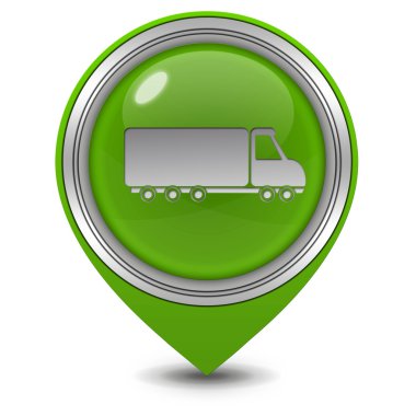 Kamyon işaretçi simgesi beyaz arka plan üzerinde