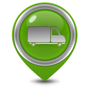 Kamyon işaretçi simgesi beyaz arka plan üzerinde