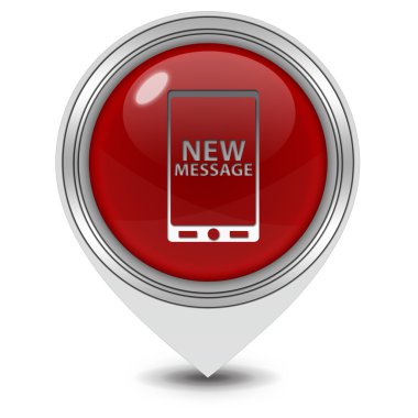 Yeni ileti işaretçi simgesi beyaz zemin üzerine