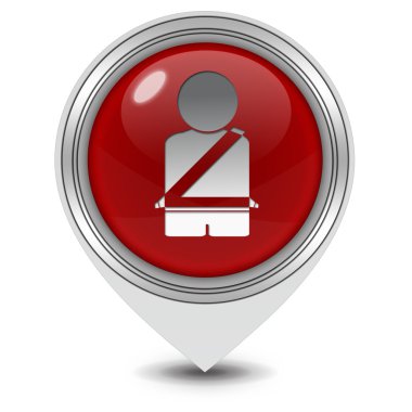 Emniyet kemeri işaretçi simgesi beyaz arka plan üzerinde