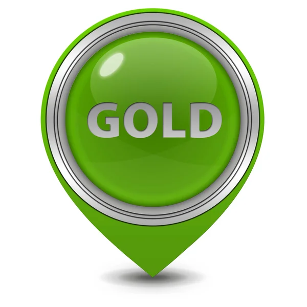 Ícone de ponteiro dourado no fundo branco — Fotografia de Stock
