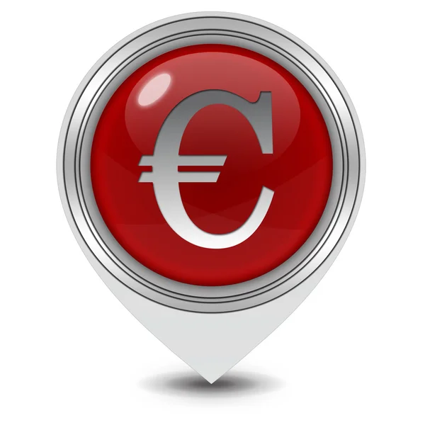 Euro işaretçi simgesi beyaz zemin üzerine — Stok fotoğraf
