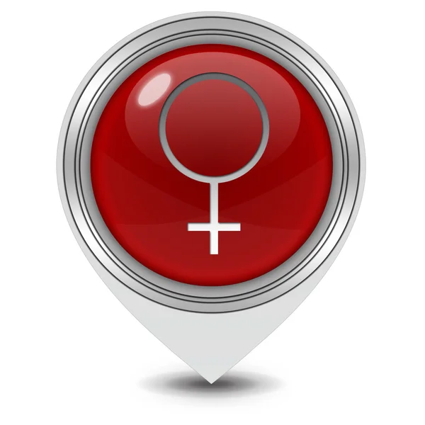 Weibliches Zeiger-Symbol auf weißem Hintergrund — Stockfoto