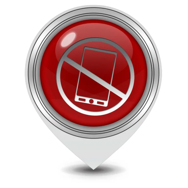 Icône de pointeur d'interdiction de téléphone sur fond blanc — Photo