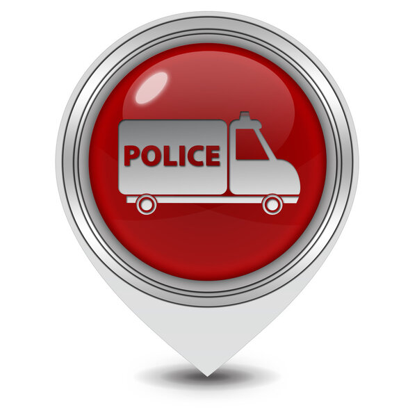 Значок полицейского указателя на белом фоне
