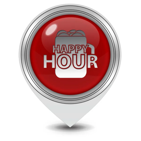 Happy hour pointer icon on white background — Stock Photo, Image