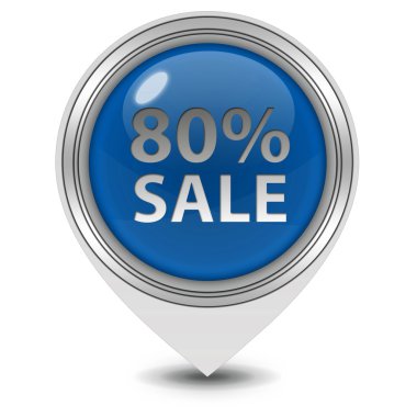 Satış % 80'i işaretçi simgesi beyaz arka plan üzerinde