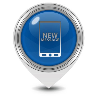 Yeni ileti işaretçi simgesi beyaz zemin üzerine