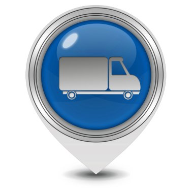 Kamyon işaretçi simgesi beyaz arka plan üzerinde