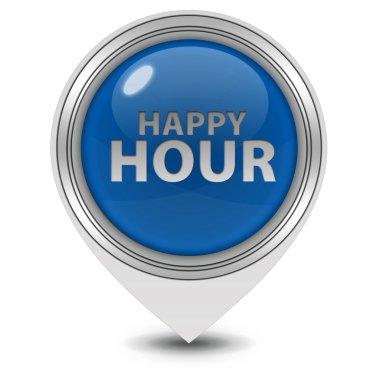 Happy hour işaretçi simgesi beyaz arka plan üzerinde