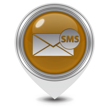 SMS işaretçi simgesi beyaz zemin üzerine