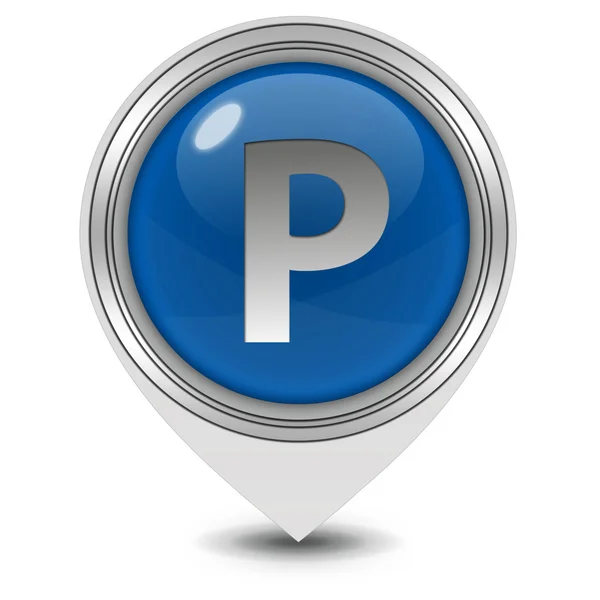 Parkering pekaren ikon på vit bakgrund — Stockfoto