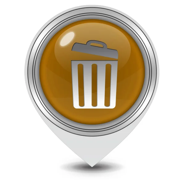 Lixo pode ícone ponteiro no fundo branco — Fotografia de Stock