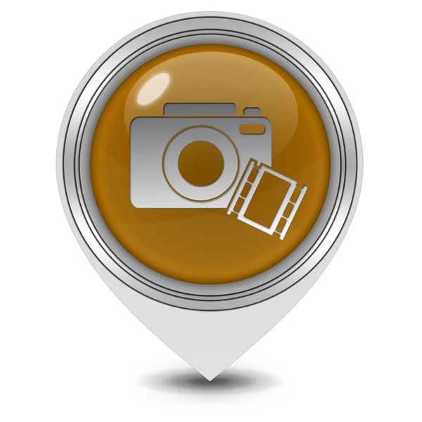 Icona del puntatore della fotocamera su sfondo bianco — Foto Stock