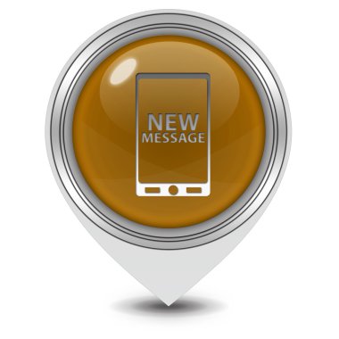 Yeni ileti işaretçi simgesi beyaz zemin üzerine