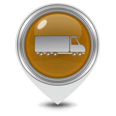 Kamyon işaretçi simgesi beyaz arka plan üzerinde