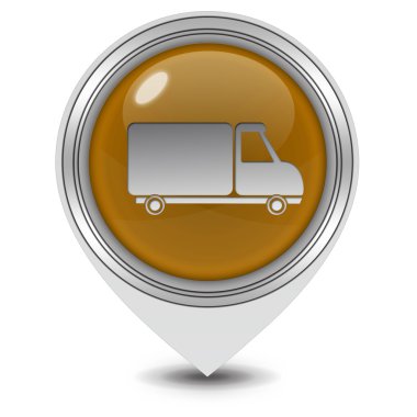 Kamyon işaretçi simgesi beyaz arka plan üzerinde