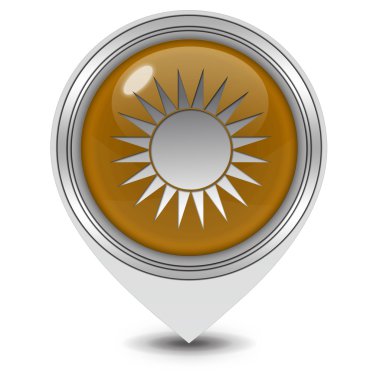 Güneş işaretçi simgesi beyaz arka plan üzerinde