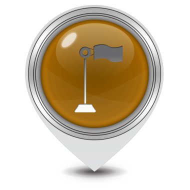 İşaretçi simgesi beyaz arka plan üzerinde bayrak