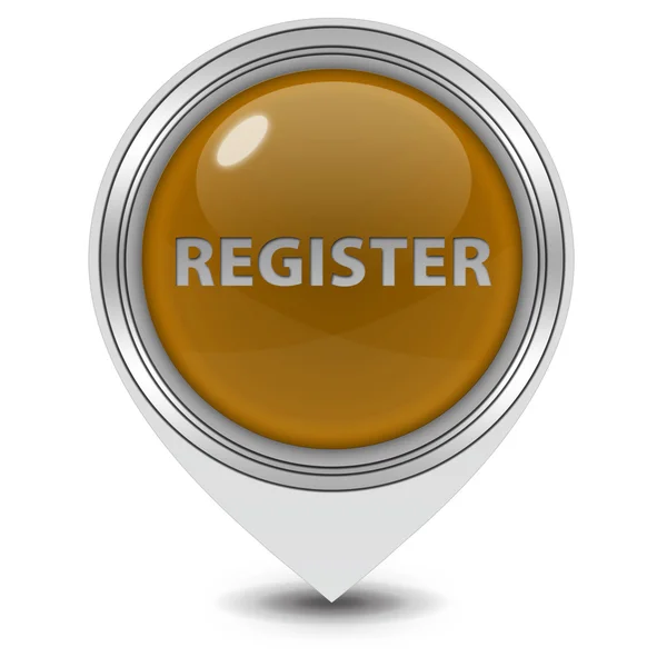 Register pointer button on white background — Stock Photo, Image