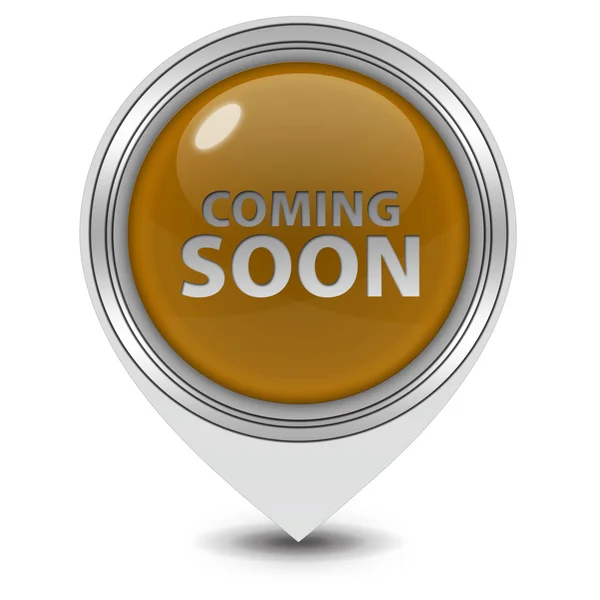 Coming soon pointer icon on white background — Stock Photo, Image