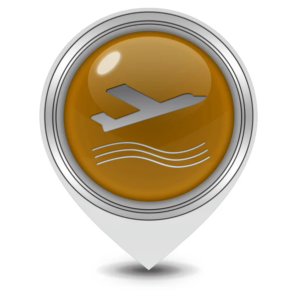 Flugzeug-Zeiger-Symbol auf weißem Hintergrund — Stockfoto