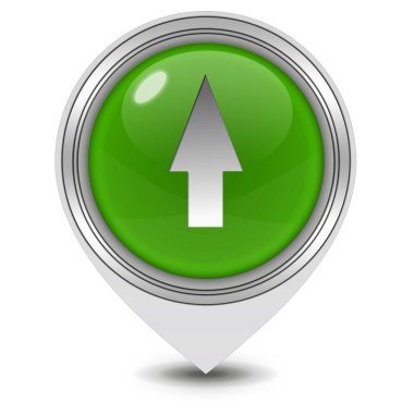 Beyaz arka plan üzerinde yukarı ok işaretçi simgesi