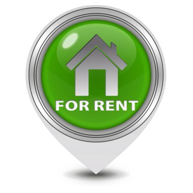 Kiralık beyaz arka plan üzerinde işaretçi simgesi